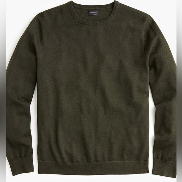 Men’s J Crew 100% Merino Wool Crewneck Sweater Olive Green Size Medium - Picture 1 of 6